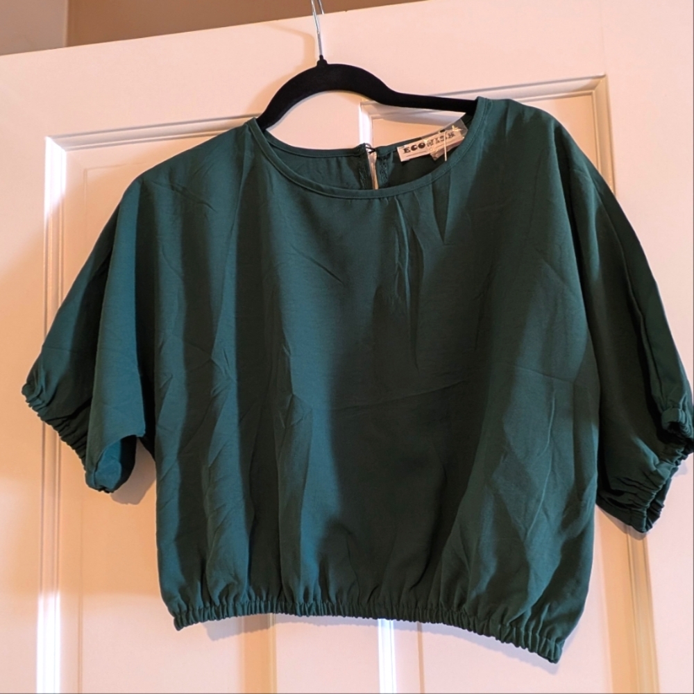 Women's Eco Wish Green Cropped Blouse